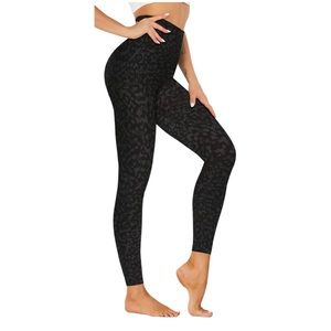 High Waisted Leggings for Women in Black Leopard